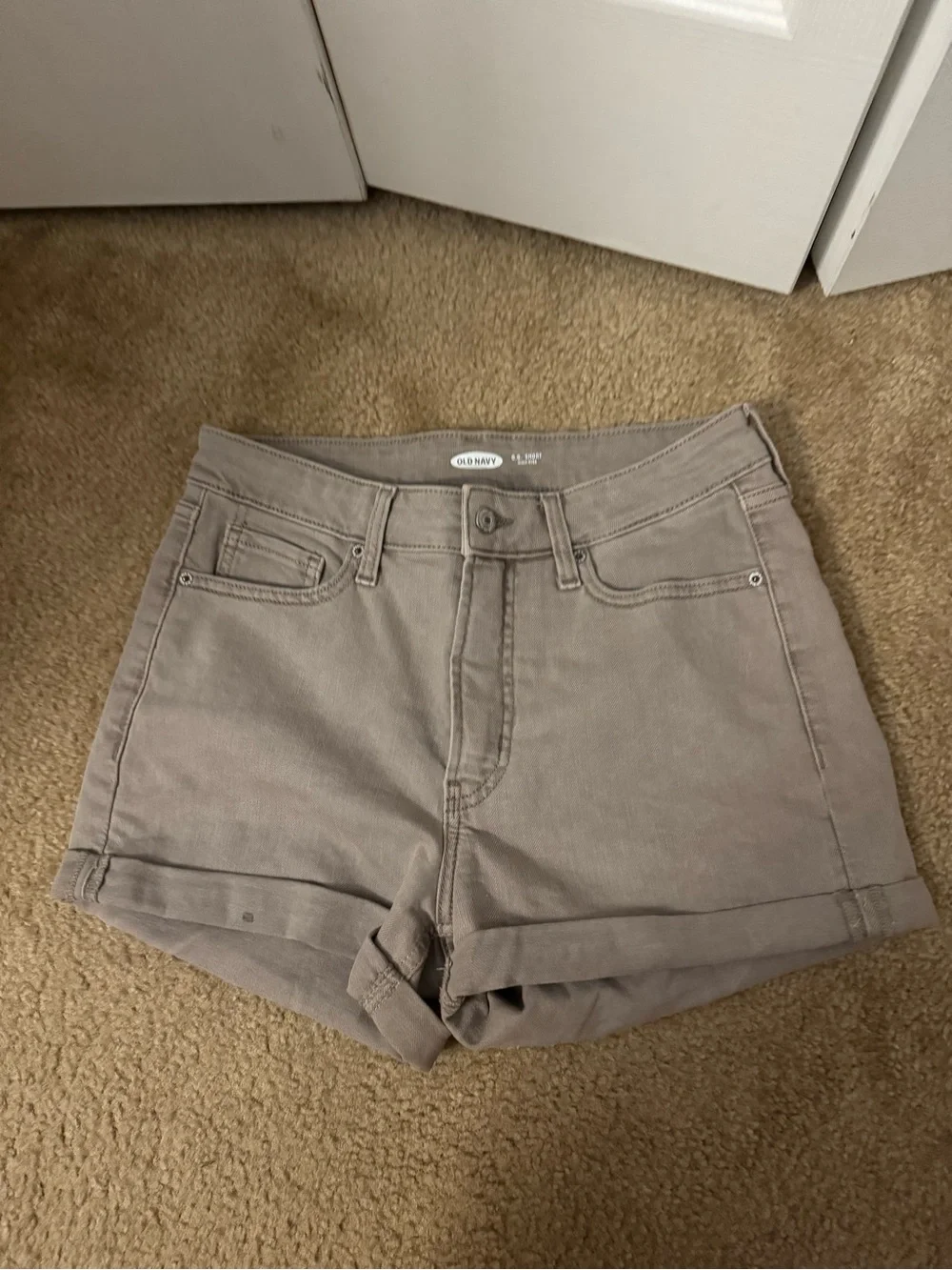 Old Navy Women's Taupe Rolled-Hem High-Rise Jean Shorts